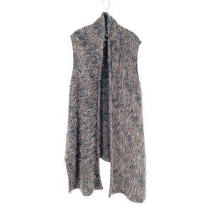 Bryn Walker Wool Blend Shaggy High Low Open Front Sleeveless Cardigan Vest XL